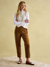 Calla Tan Brown Corduroy Tapered Trousers