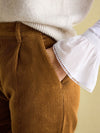 Calla Tan Brown Corduroy Tapered Trousers