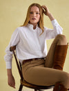 Adeline White Pleated Tuxedo-Style Shirt