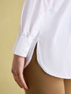 Adeline White Pleated Tuxedo-Style Shirt