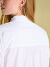 Adeline White Pleated Tuxedo-Style Shirt