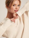 Evangeline Cream Ribbed Jumper With Crochet Collar