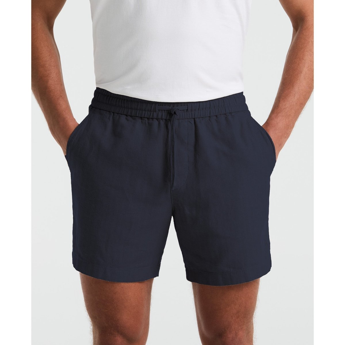 6" Linen Blend Shorts In Sargasso Sea - RUTHERFORD & Co