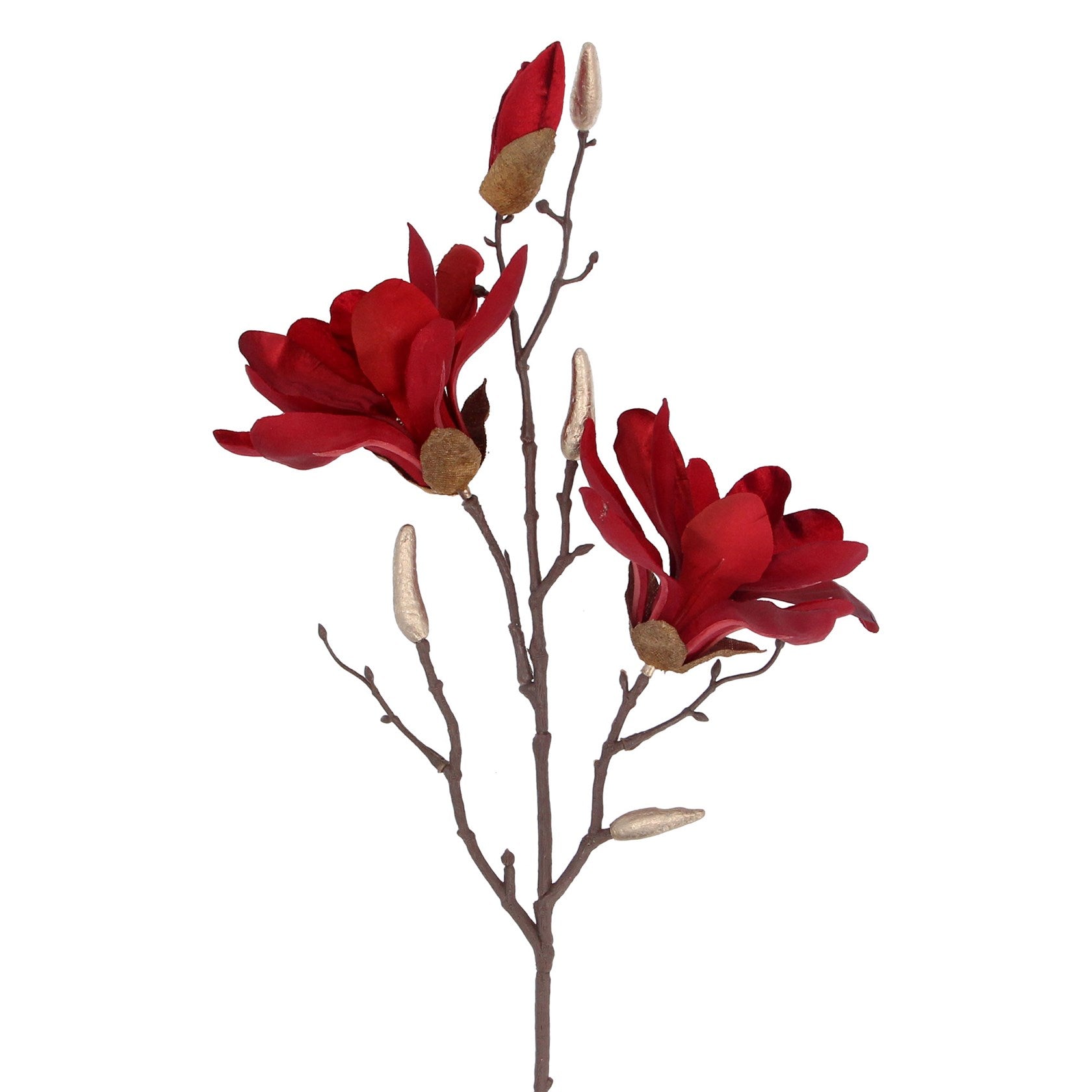 Red & Gold Fabric Magnolia Branch