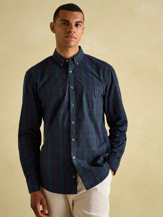 Abbott Navy Cotton Poplin Shirt