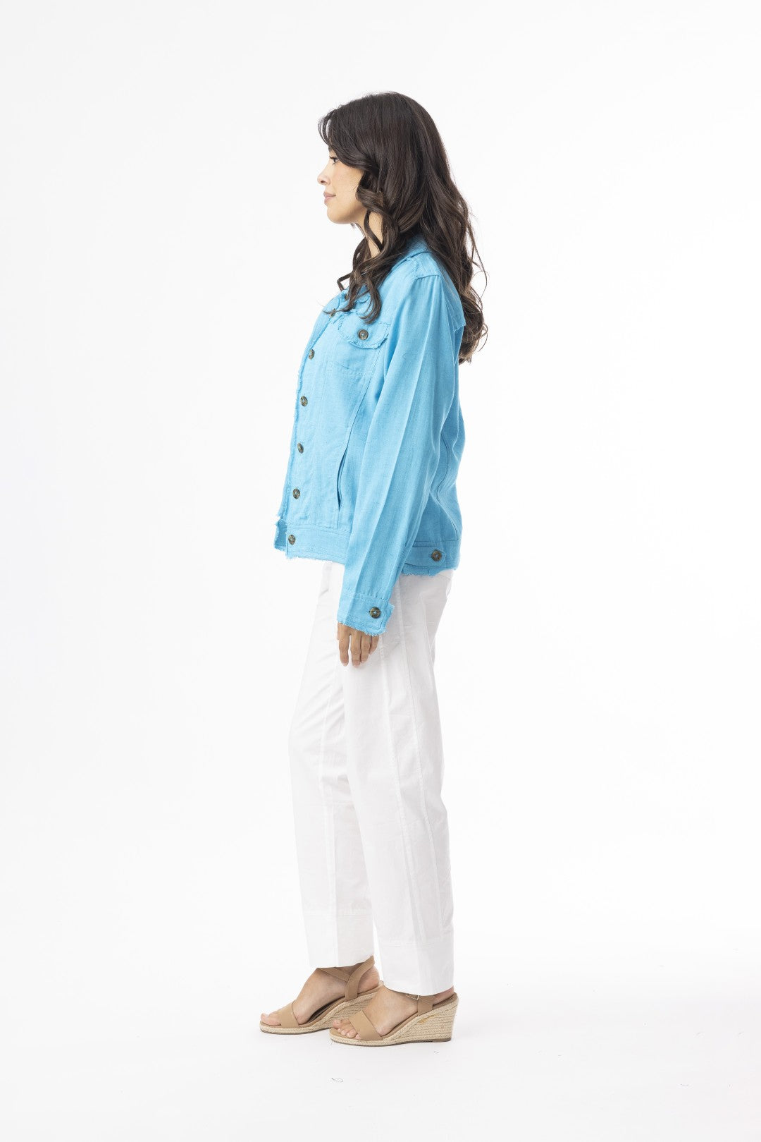 Linen Essentials Jacket Aqua