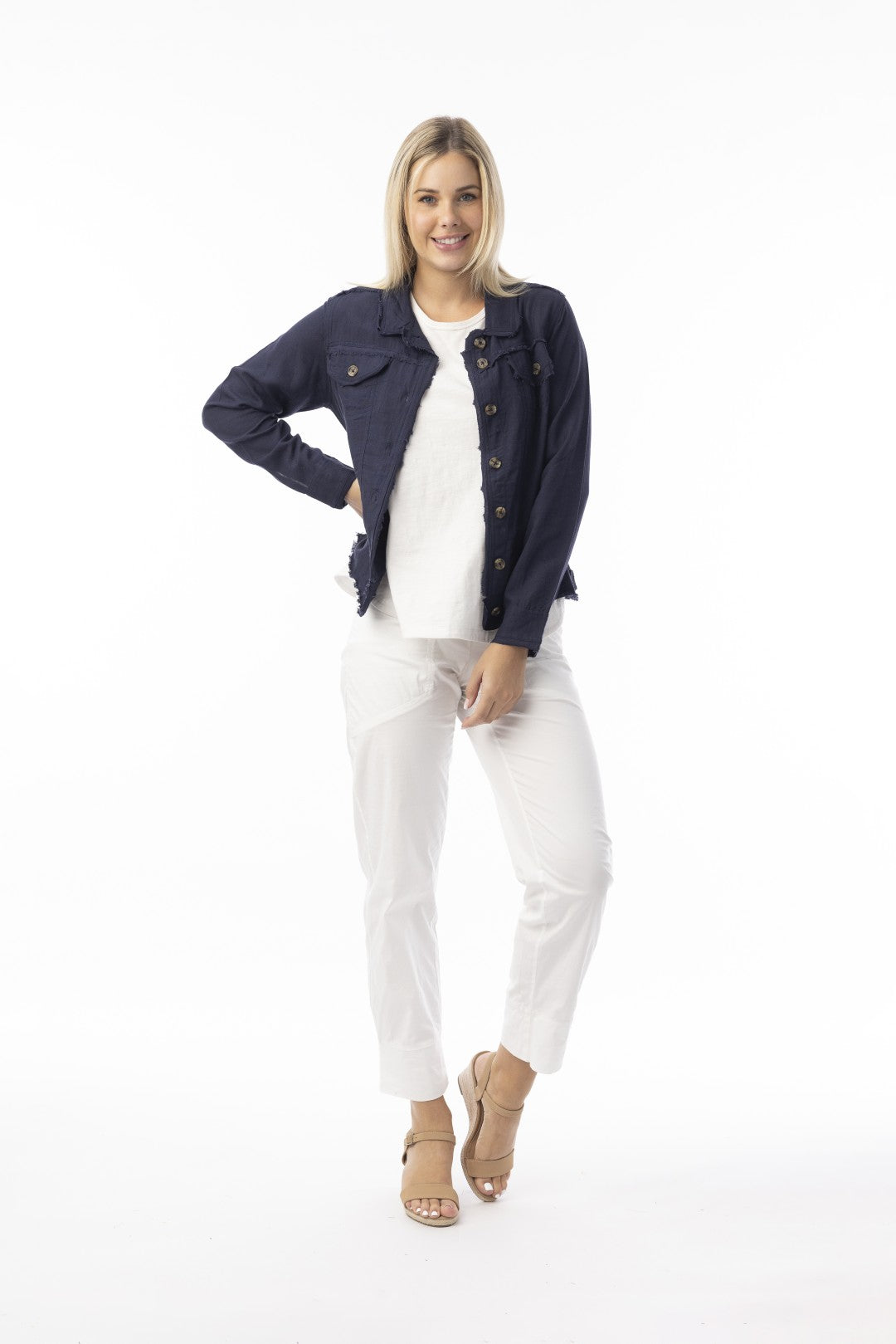 Linen Essentials Jacket Navy