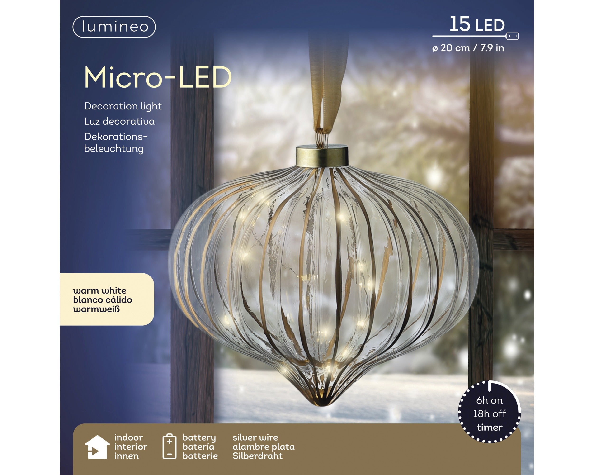 Lumineo LED Glass Ornaments Warm White Onion