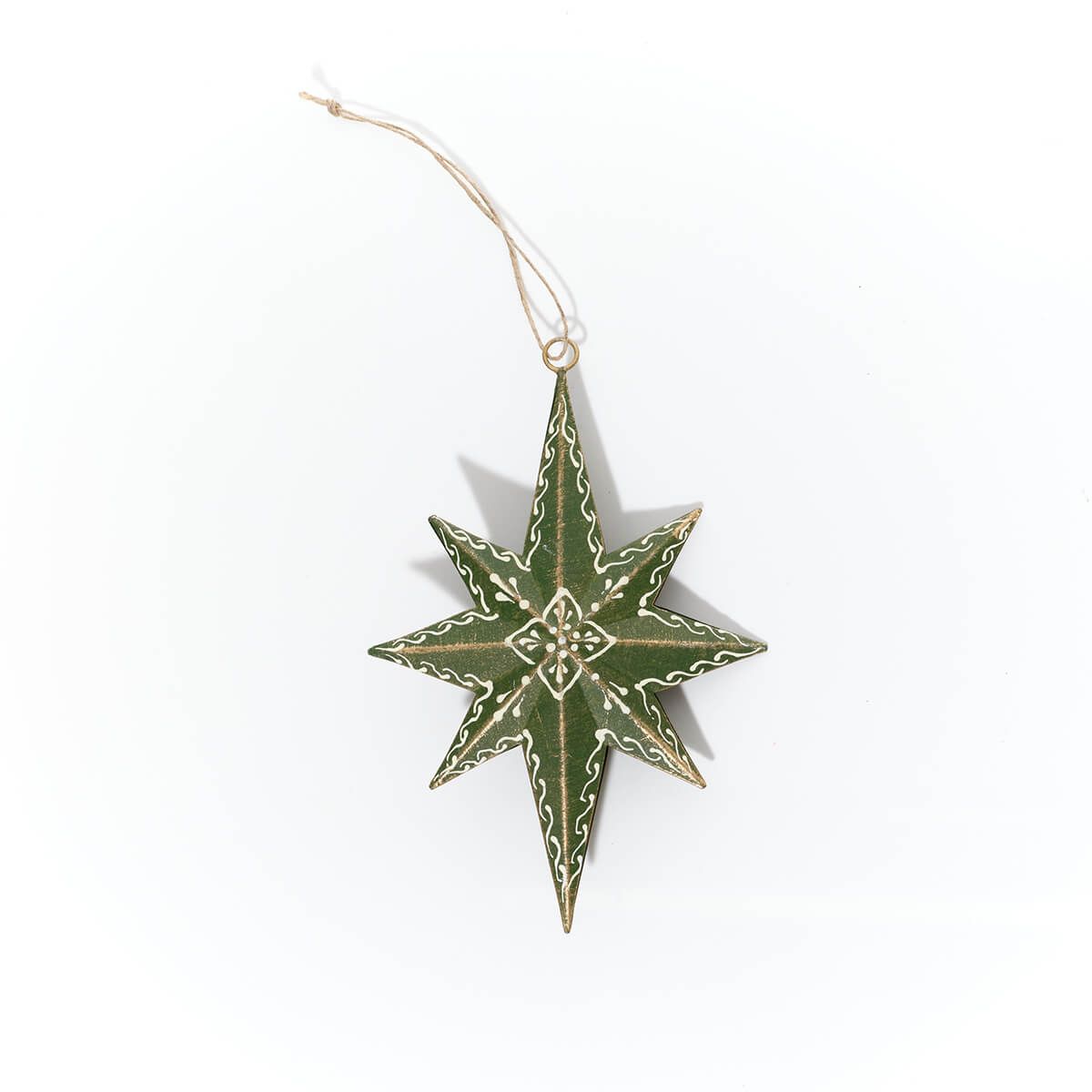 Evergreen Hand Painted Long Green Star Hanger Large