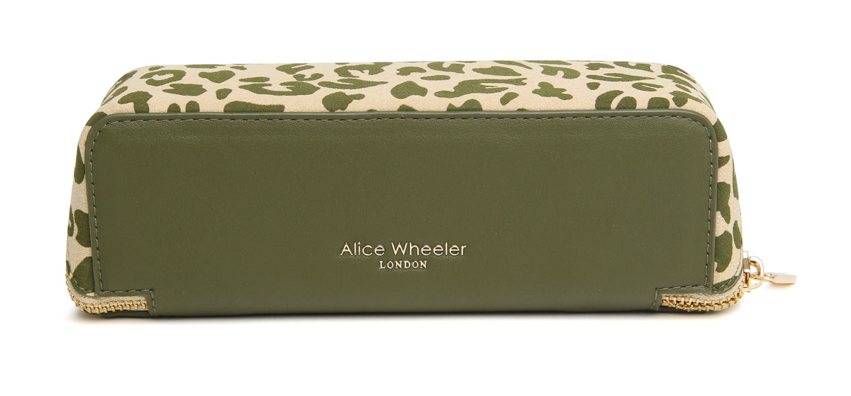 Olive Leopard - Small Train case