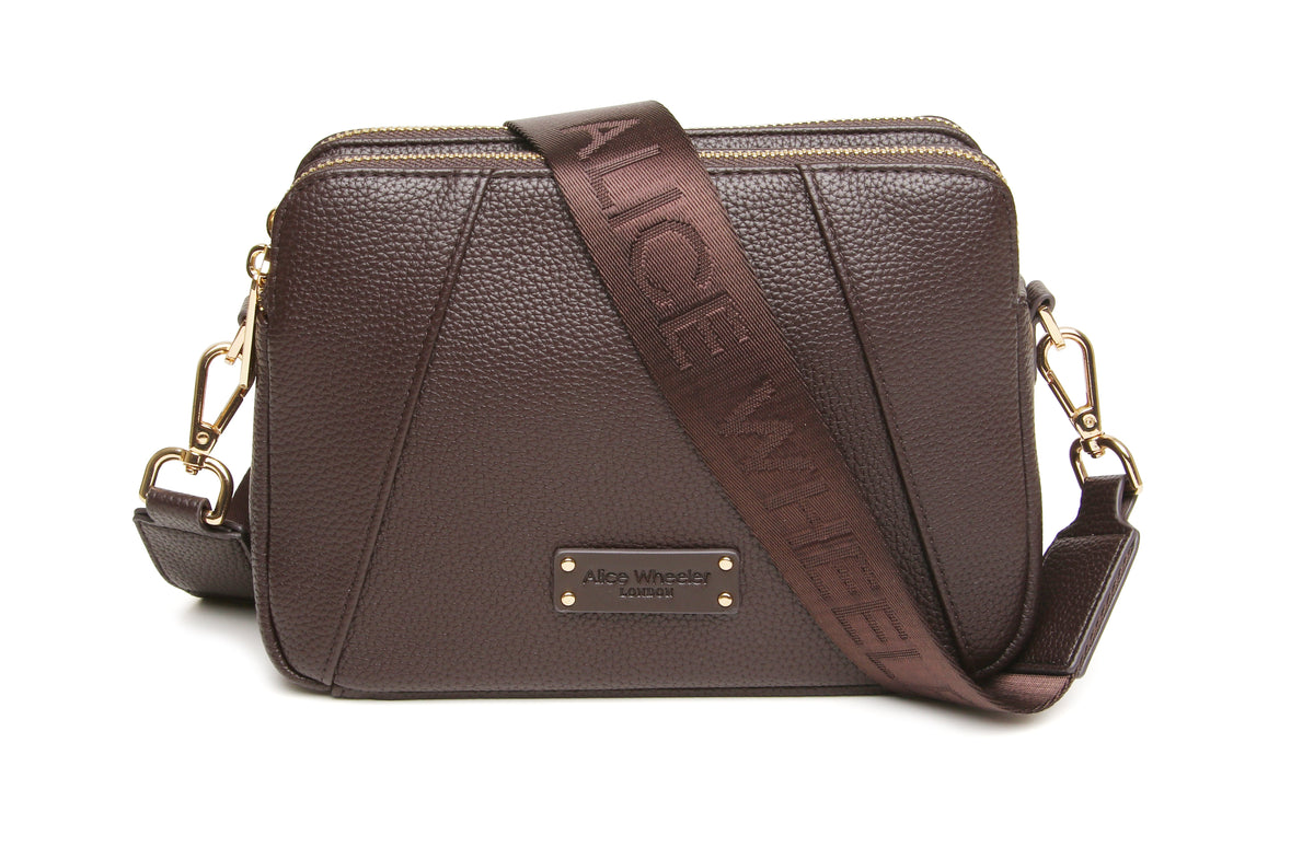 Chocolate Brown - Kensington Crossbody Bag (Double Zip)