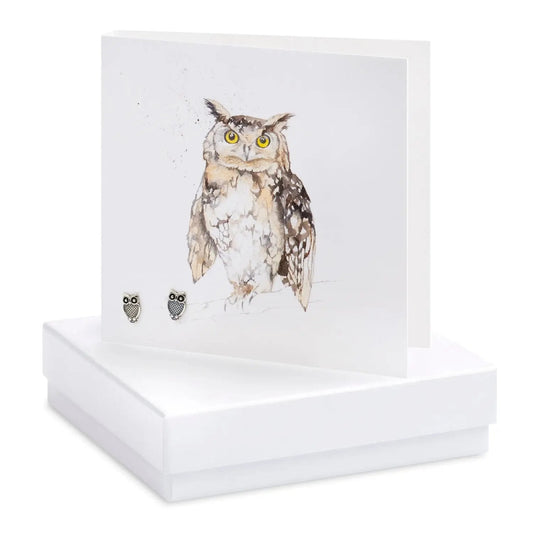 Boxed Owl Earring Card