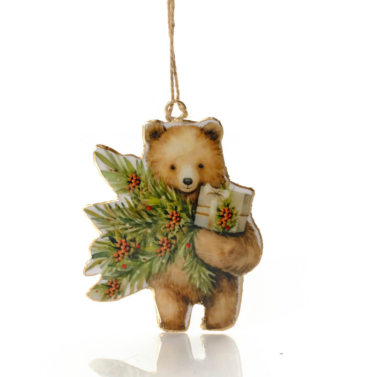 Christmas Metal Shaped Bear with Christmas Tree Hanger