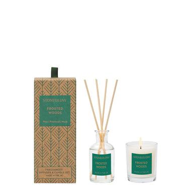 Frosted Woods - Gift Set (Scented mini soy candle and mini diffuser)