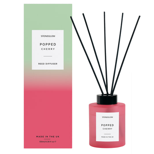 Sol - Popped Cherry - Scented Reed Diffuser 130ml - Red Glass