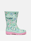 Jnr Teal Blue Printed Wellies