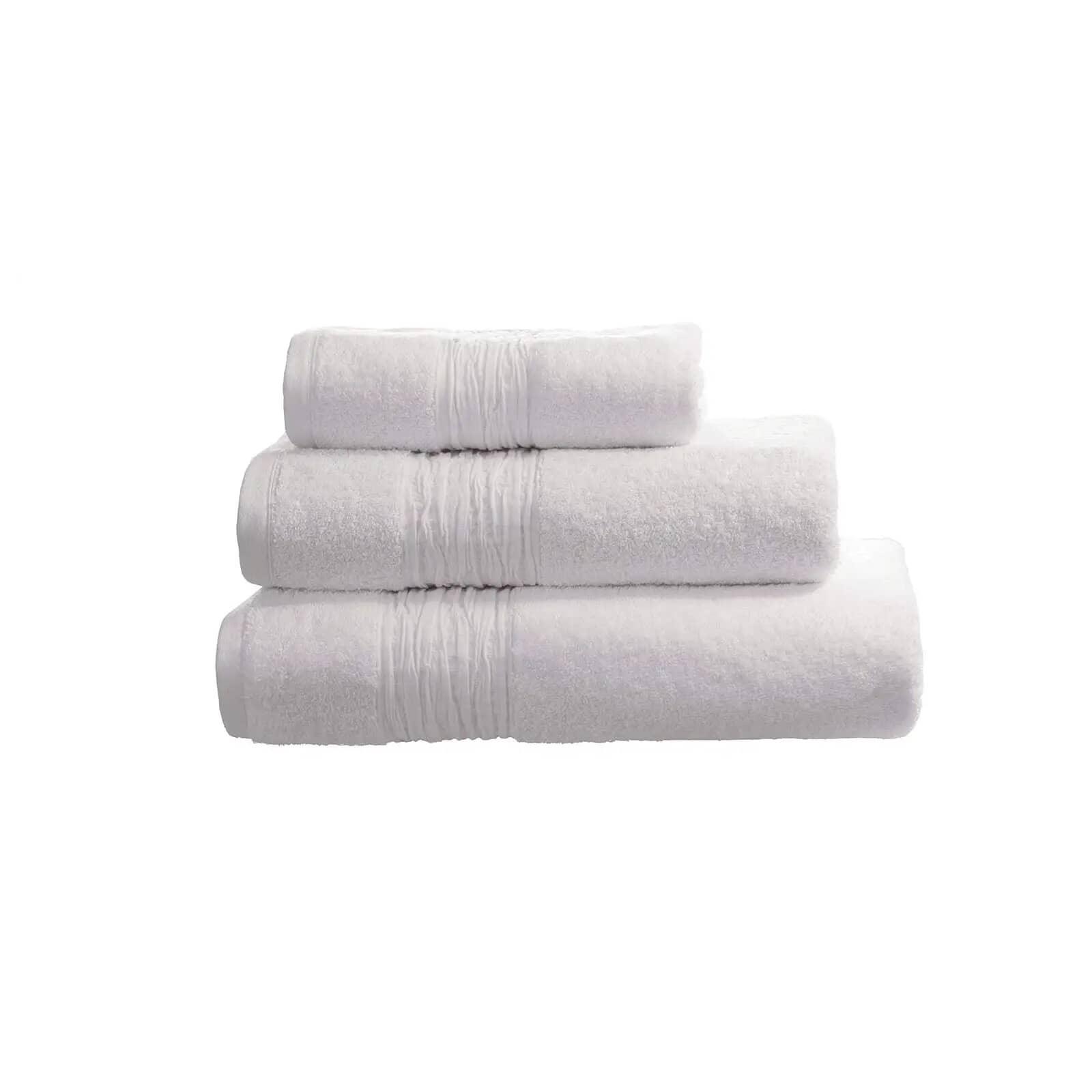 Towel With Linen Blend Insert Border White - RUTHERFORD & Co