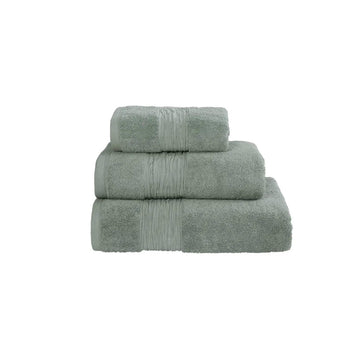 Towel With Linen Blend Insert Border Sage Green - RUTHERFORD & Co