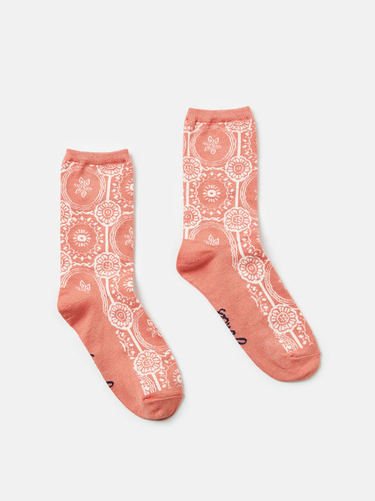 Coral/Ecru Excellent Everyday Single Ankle Socks