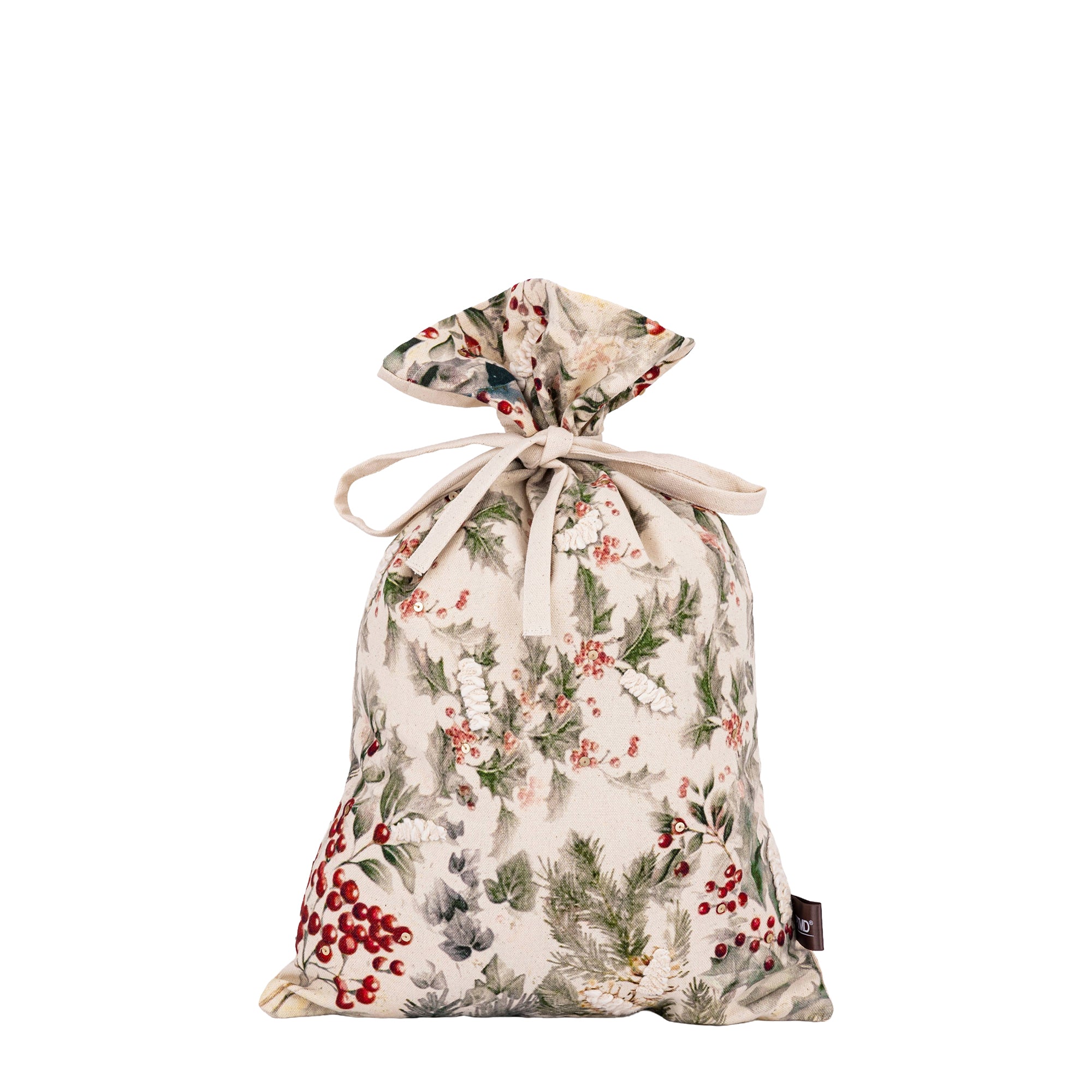 Camon Cream Leaf Print Cotton Bag – Medium