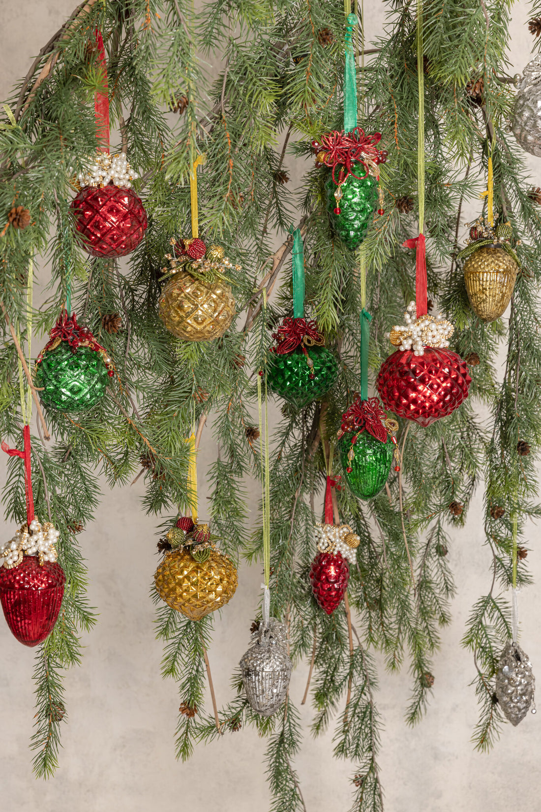 Linsy Gold Glass Onion Hanging Decoration with Beads