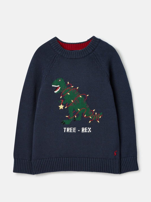 Navy Dinosaur Knitted Jumper