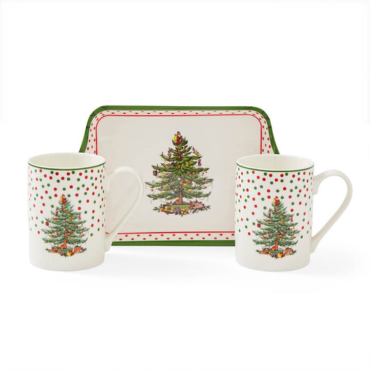 Christmas Tree - Polka Dot Mug & Tray Set