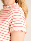 Daisy Pink/Cream Short Sleeve Frilled Neck Top