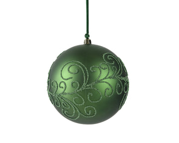 Decoris Decorated Shatterproof Christmas Bauble - Pine Green