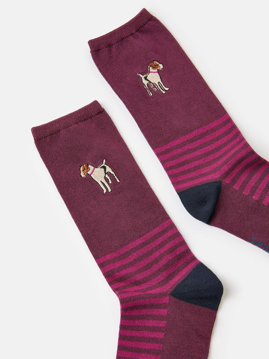 Embroidered Purple Socks