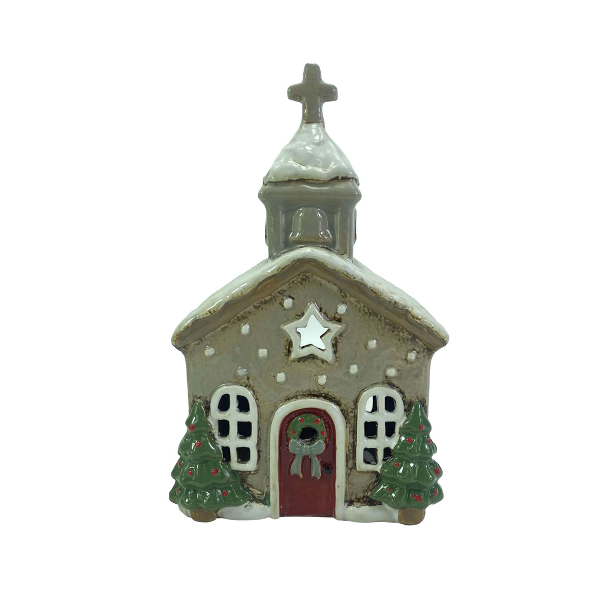 Holly Cottage Stoneware Church Candle Holder