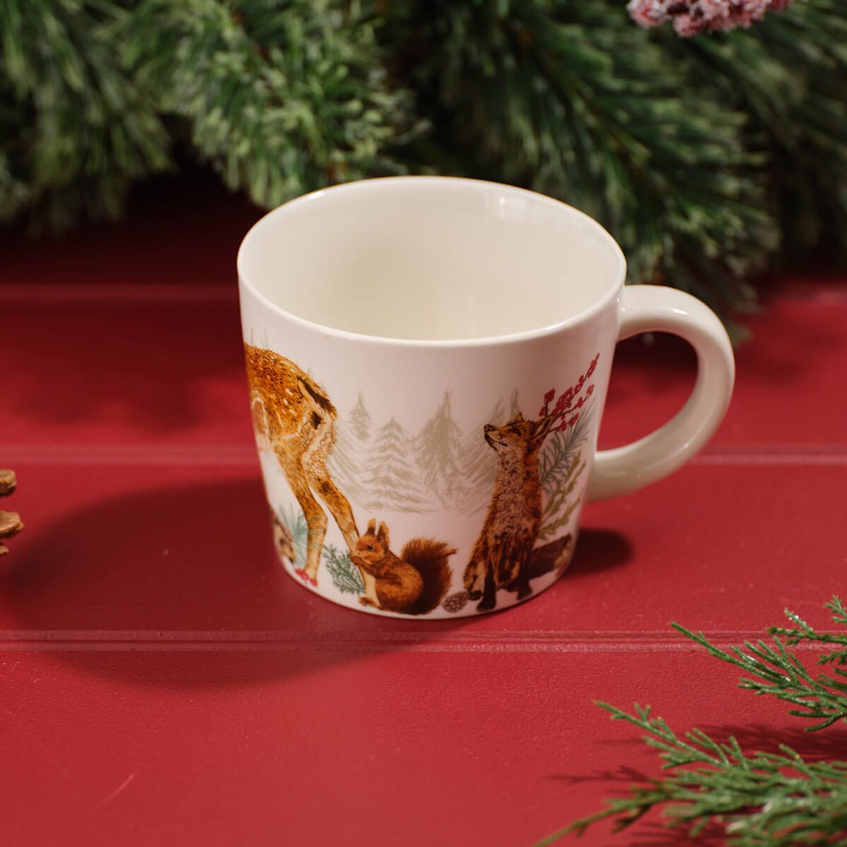 Woodland Noel Stoneware Wrap Around Mug With Gift Box