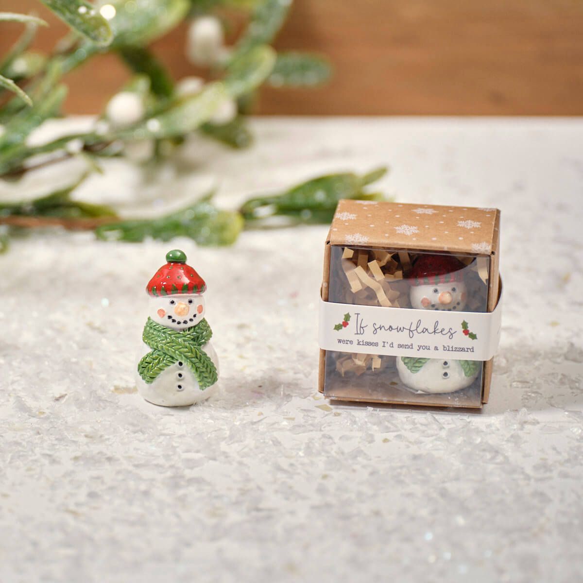 Christmas Tiny World Resin Snowman Keepsake Ornament With Gift Box