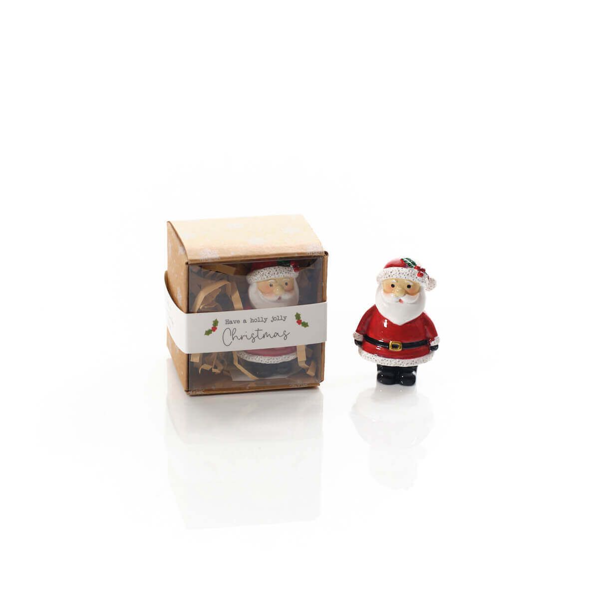 Christmas Tiny World Resin Father Christmas Keepsake Ornament With Gift Box