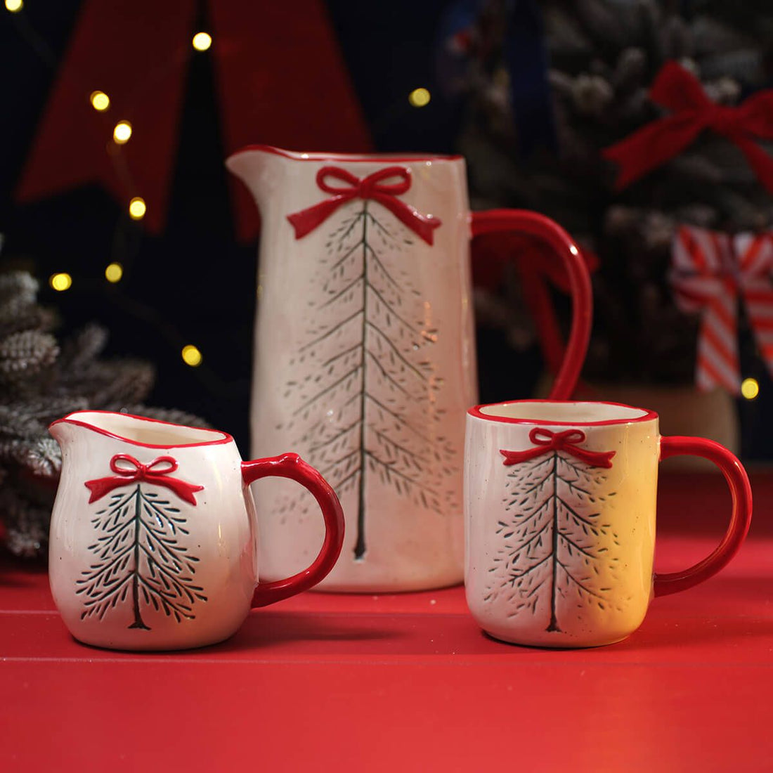 Merry Little Bows Debossed Ceramic Mug