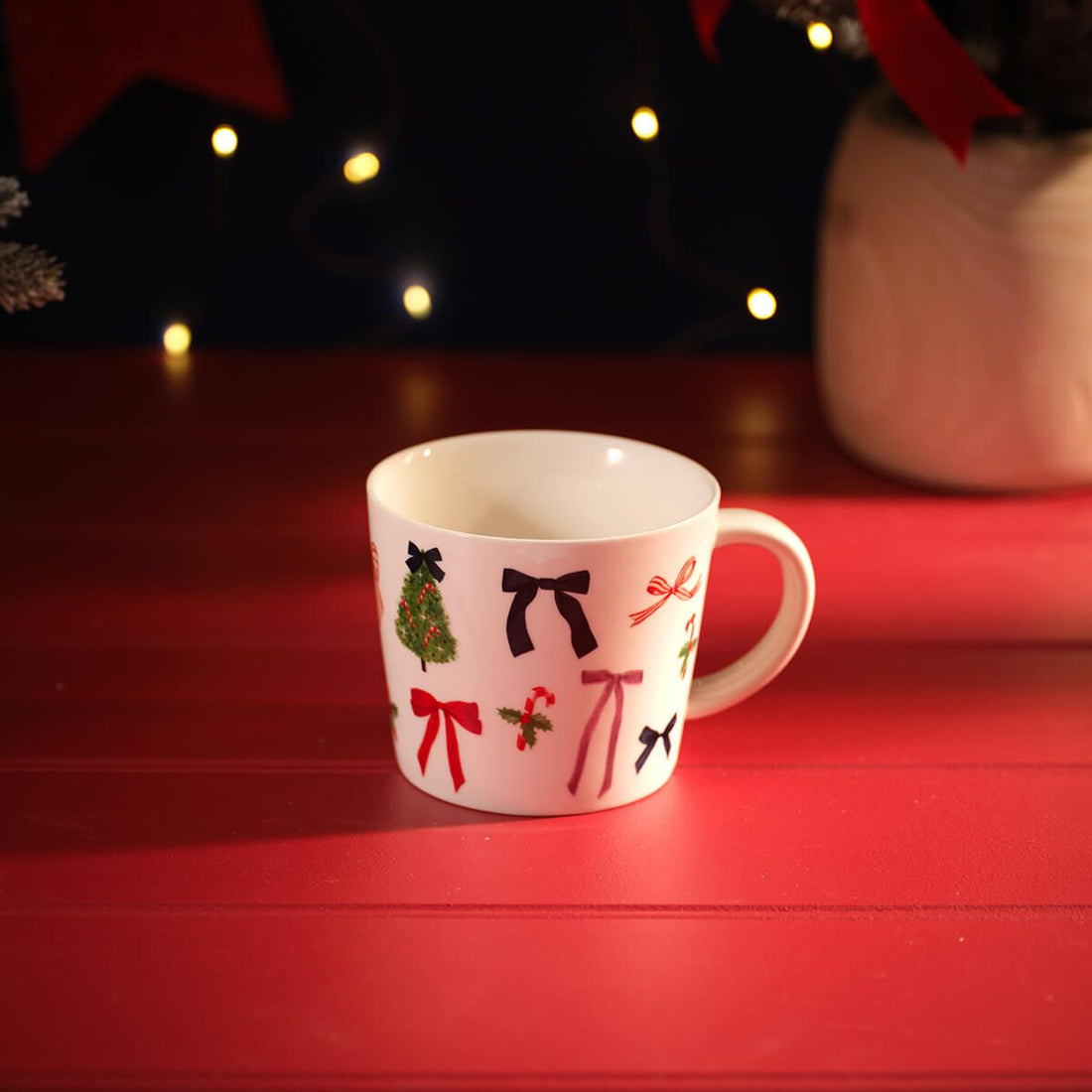 Merry Little Bows Stoneware Wrap Around Mug With Gift Box