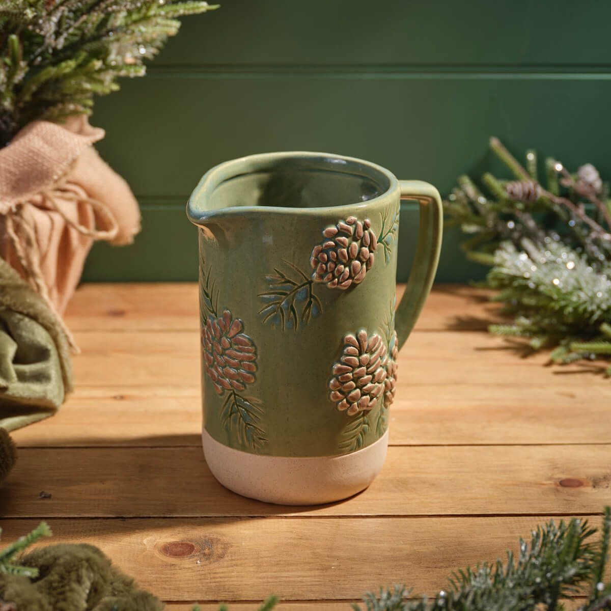 Evergreen Christmas Stoneware Decorative Jug