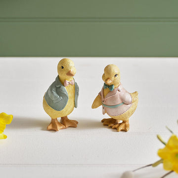 Meadow Fields Polyresin Dressed Boy and Girl Chick Ornament 2 Asst