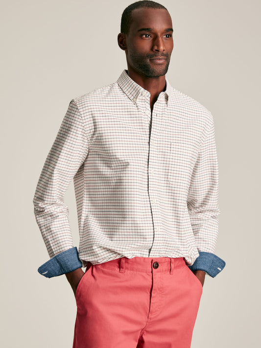 Welford Cream/Red Cotton Check Shirt