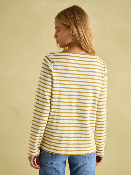 New Harbour Cream Gold Boat Neck Breton Top