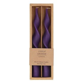 Purple Vintage Twist Box of 2 Taper Candles (22cm)