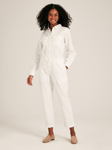 Ecru White Long Sleeve Boilersuit