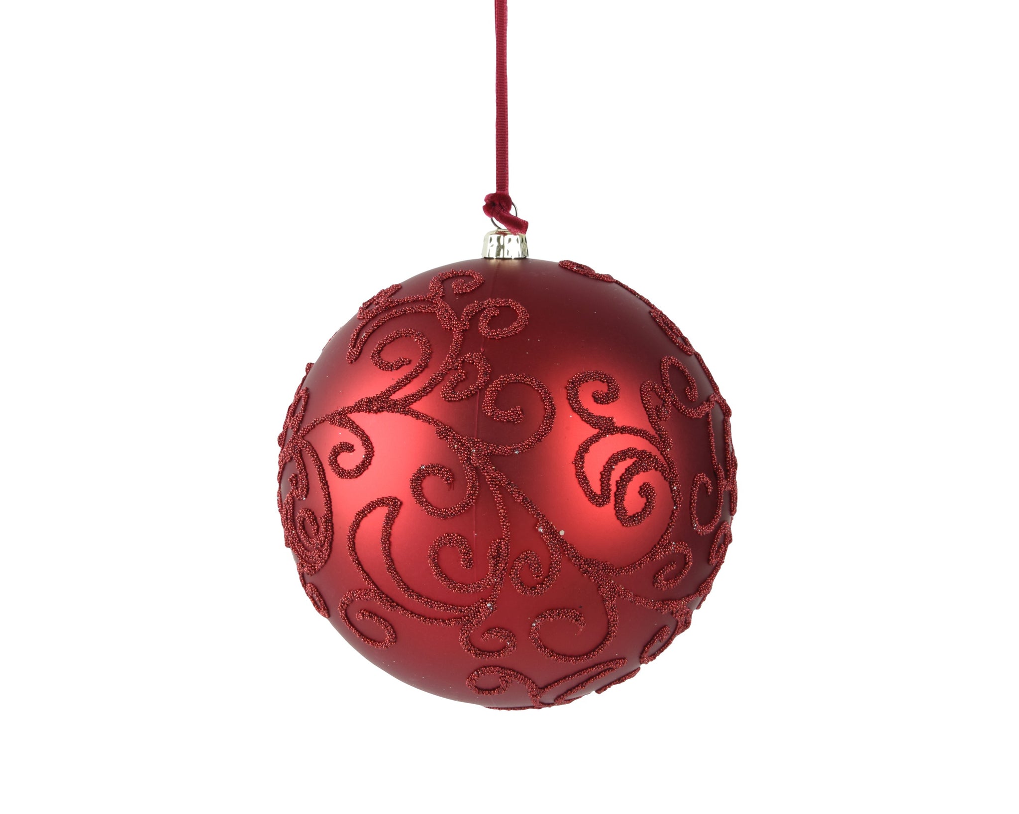 Decoris Decorated Christmas Bauble Shatterproof - Oxblood