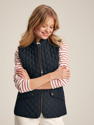 Minx Navy Showerproof Diamond Quilted Gilet