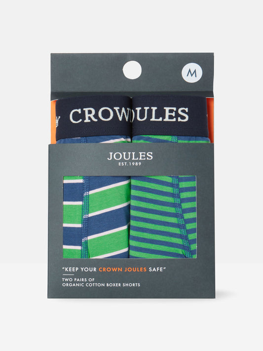Crown Joules Green Blue Cotton Boxer Briefs (2 Pack)