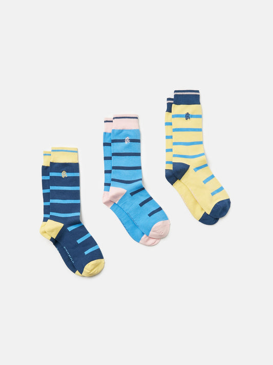 Striking Yellow/Blue Pack Of Three Socks