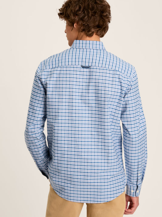 Welford Blue Cotton Check Shirt