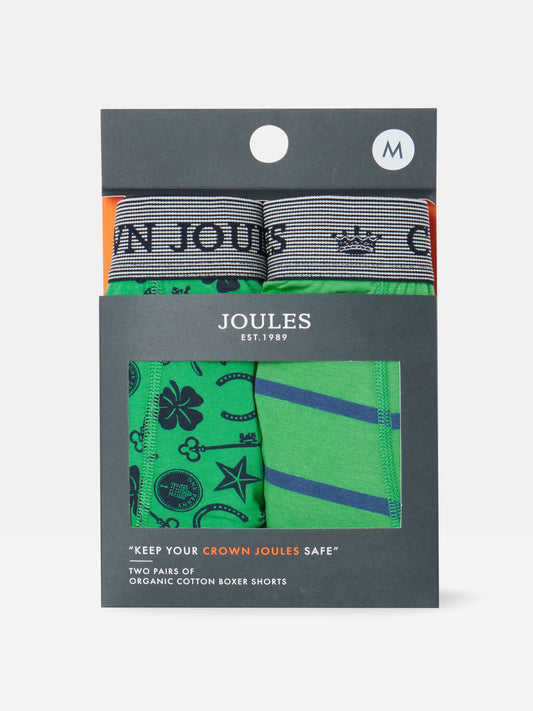 Crown Joules Green Lucky Charm Cotton Boxer Briefs (2 Pack)
