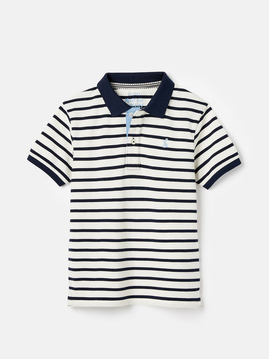 Filbert Navy Blue Striped Pique Cotton Polo Shirt