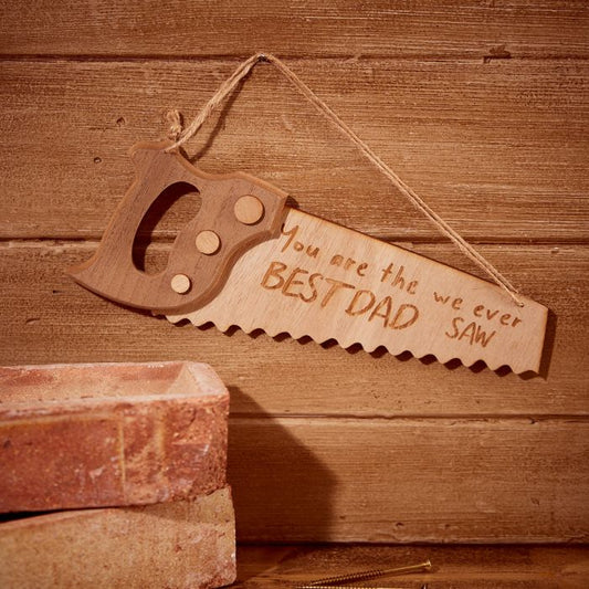 BEST DAD SHAPED SAW PLAQUE NATURAL WOOD
